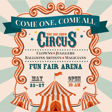 Circus invitation. Carnival invite.