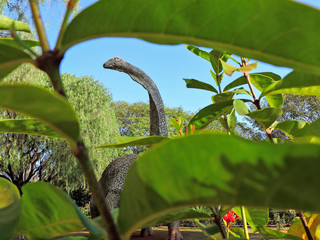 dinosaur in a park inside a paleontological site, jurassic park 