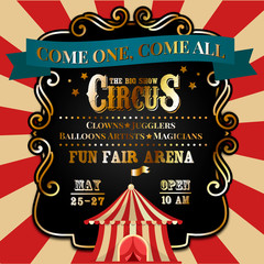 Circus invitation. Carnival invite.