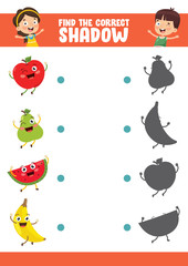 Vector Illustration Of Finding Correct Shadow Exercise
