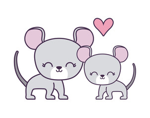 Obraz na płótnie Canvas couple of cute mouse animal isolated icon