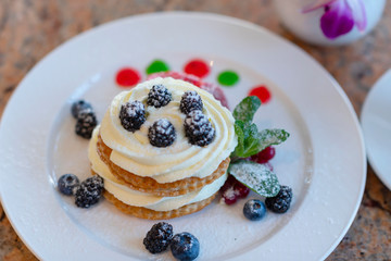 Mille-feuille dessert with berries