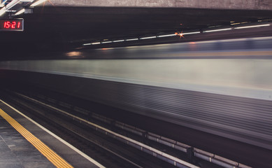 Fototapeta na wymiar subway at night speed