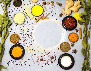 pepper, cumin, coriander, salt, cinnamon, ginger and place for your inscription