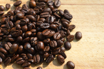 coffee beans on a wooden table