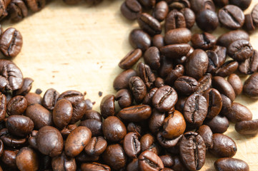 coffee beans on a wooden table