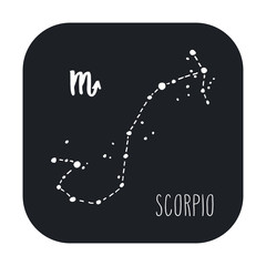 Scorpio Zodiac sign hand drawn constellation