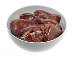 Raw chicken liver isolated on white background