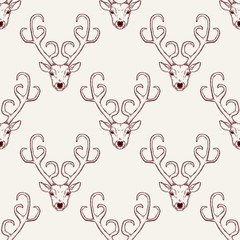 Seamless pattern with deer heads