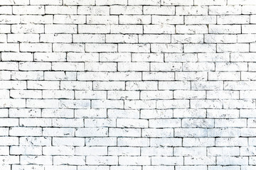 Fototapeta na wymiar wall of old white brick, grunge style background texture, can use for design