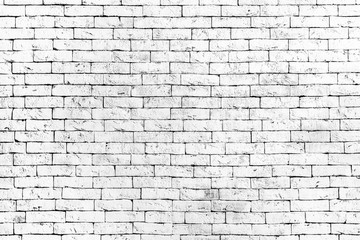 Fototapeta na wymiar wall of old white brick, grunge style background texture, can use for design