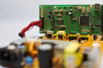 closeup of electroni circuit board