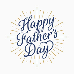 Happy fathers day vintage lettering. Gold abstract