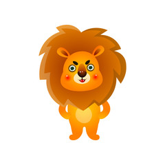 Nervous cute colorful kid lion after morning wake up