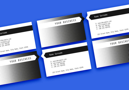 Black and White Patterned Business Card Layout with Cutout