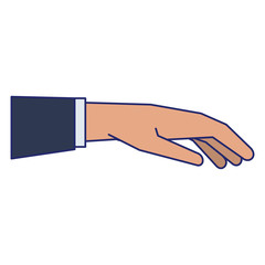 Hand giving business suit isolated blue lines