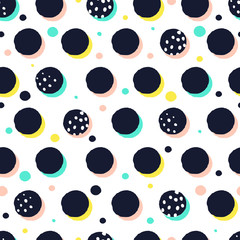 Creative seamless pattern with hand drawn textures. Abstract background. Polka dot pattern.