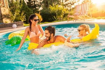 Summertime swimming pool fun