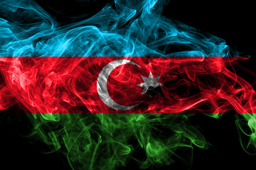 Azerbaijan smoke flag isolated on black background