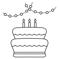 sweet cake of birthday isolated icon