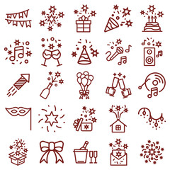 celebration, party and birthday - minimal thin line web icon set. simple vector illustration. concept for infographic website or app.
