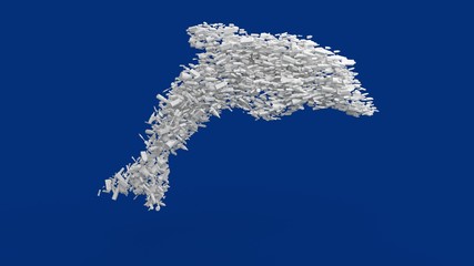 Dolphin made of ocean plastic garbage, different types of bottles underwater, environmental problem of plastic waste pollution in ocean