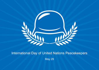 International Day of United Nations Peacekeepers vector. Military helmet on a blue background. Peacekeepers vector illustration. Important day