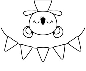 cute koala animal with garlands decoration