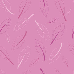 Vector Pink Falling Feathers Pattern. Great for invitations, packaging design and wallpaper projects
