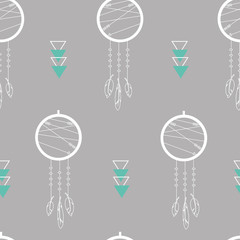 Vector Grey Modern Dream Catcher Pattern.  Great for Wallpaper and inviations