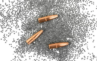 A rifle bullet with gun powder isolated
