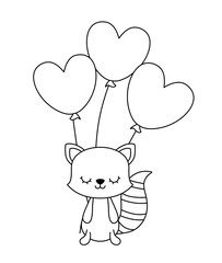 Fototapeta na wymiar cute cat animal with balloons helium