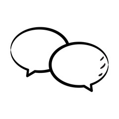  Message bubbles hand drawn black outline on white background. Stock vector illustration. Settings. Icon. Sketch. Symbol.