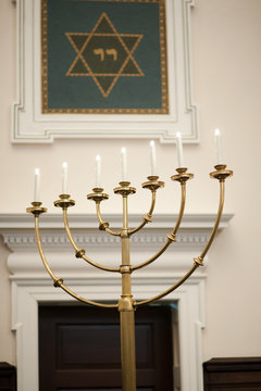 Large menorah in temple