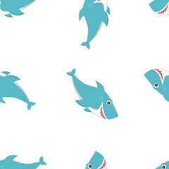 happy shark pattern cartoon