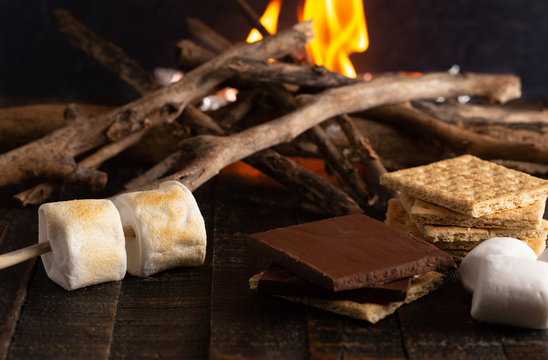 Making Smores On A Campfire