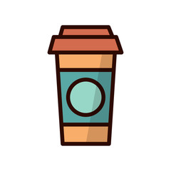 Coffee cup color line icon on white background. Isolated vector illustration