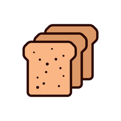Bread color line icon on white background. Isolated vector illustration