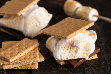 Smores on a Wooden Surface