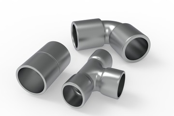 Chrome fittings 3D illustration