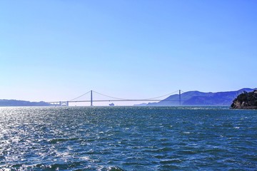 Gorgeous Golden Gate Bridge on Blue sky background. San Francisco, California.