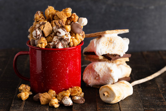 Smore Flavored Popcorn In A Camping Mug