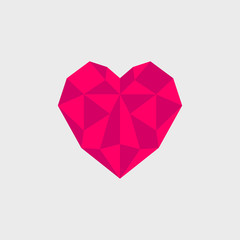 Naklejka na ściany i meble Geometrical red stylized polygonal heart. Vector illustration.