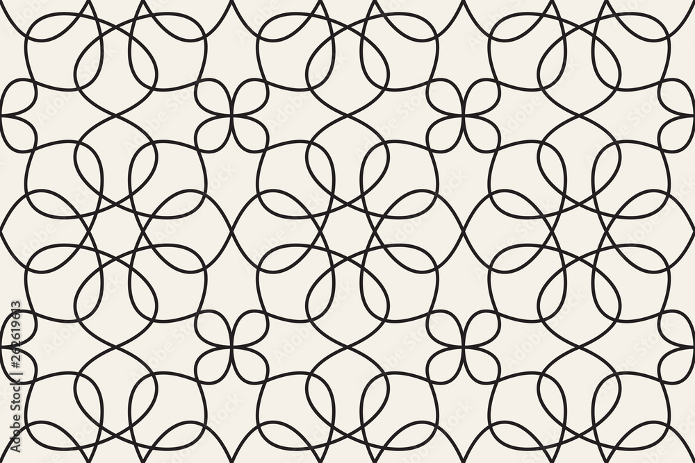Aufkleber Oriental linear geometric pattern. Seamless horizontal vector texture.