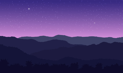 Star on sky in mountain.