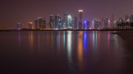 Doha skyline at night