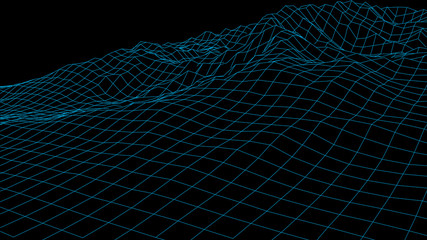 Abstract vector wireframe landscape. Abstract mesh background. Polygonal mountains. Vector illustration.