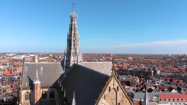 Aerial view of in Haarlem in spring, Netherlands