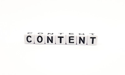 content word built with white cubes and black letters on white background