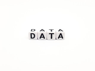 data base word built with white cubes and black letters on white background